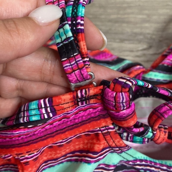ATHLETA WOMEN SWIMWEAR TANKINI BOHO STIPES PINK RED GREEN SIZE S - Picture 5 of 9
